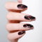 24 Pièces Ongles à Presser Rouge et Noir, Faux Ongles à Couverture Complète, Ongles à Pressants en Forme d'amande, Ongles Artificiels, Red Black False Nails avec Colle à Ongles pour Femme et Fille