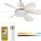 Brabola Socket Fan Light with Remote, Screw in Ceiling Fan LED Light Bulb 3 Colors Dimmable 3000K-6000K Quiet Fan for Indoor, Bedroom, Kitchen, Balcony, Home (White-30W)