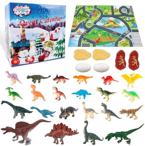 Adventskalender Kinder 2024 Dinosaurier Spielzeug Ab 3 4 5 Jahre, 24 Tage Adventskalender Jungen Dinosaurier Figuren Geschenk Junge 3-12 Jahre Gastgeschenke Kindergeburtstag Dino Figuren Set
