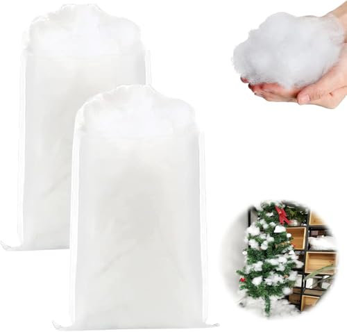 300g Weihnachten Kunstschnee Dekor, Künstliche Schneedecke, Flauschig Schnee Faser Gefälscht Indoor, Schnee Faser Flauschige, Einfache Weihnachten Deko für Weihnachtsbaum