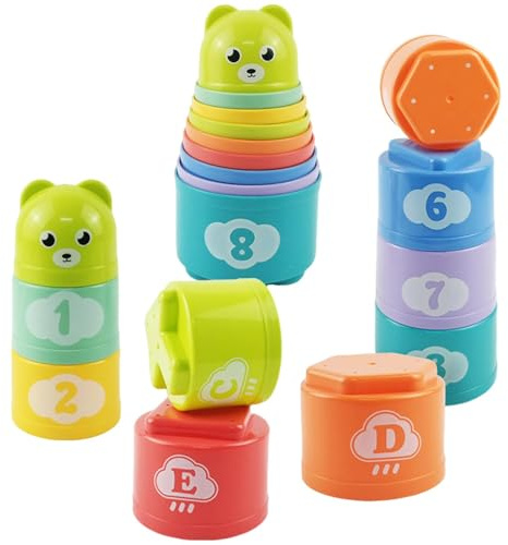 Stapelbares Becher-Set: Herausforderung beim schnellen Stapeln, lustige Lernbecher, die sich nisten, robustes Spielzeug zum Stapeln von Buchstaben und Zahlen, stapelbares Spielzeug für Kinder ab 6