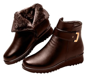 Pantaloni da pesca impermeabili con donna, tinta unita, stivali imbottiti, stivali da donna con tacco e polpaccio medio, fibbia in metallo, stivali imbottiti in velluto scarpe da donna 46, marrone, 36