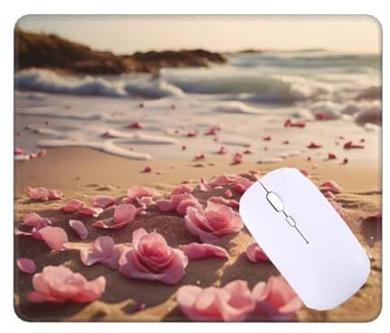 Mousepad Beach Rose Mauspad Kleine 30 x 25 x 0.3 cm, mit Rutschfester Gummiunterseite, Wasserdichtes Mouse Pad, Mini Gaming Mauspad für Damen, Herren, Kabellose Maus Laptop Büro Zuhause T-9342