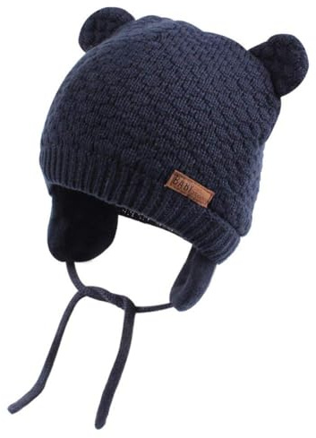 Unisex-Baby-Mütze Niedlicher Bär Kleinkind Ohrenschützer Krempellose Penny-Mütze Warme Herbst- und Wintermütze