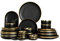 LSYHHXC Black Porcelain Dinner Plates Kitchen Dishes Ceramics Tableware Food Tray Rice Salad Noodles Bowl Cutlery Set(Dish 1pcs)