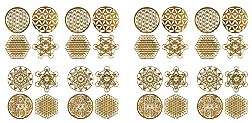 Mauedest 32 Stück Metall Aufkleber des Lebens Tagesgeschenke für Kinder 7 Chakra Kupfer Energy Tower Orgonit
