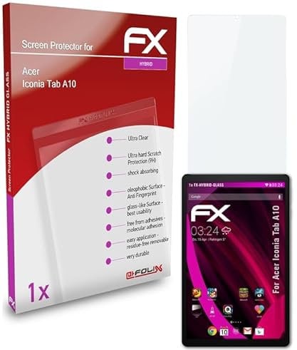 atFoliX Plastic Glass Protective Film compatible with Acer Iconia Tab A10 Glass Protector, 9H Hybrid-Glass FX Screen Protector