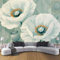 MIATCENRT Blanc Coquelicot Papier Peint Effet 3D, 308X220Cm (L×H) Photo Peintures Murales, Salon Tv Canapé Thème Hôtel De Luxe Couloir Fond Géométrique Floral Mur Peinture Décor À La Maison