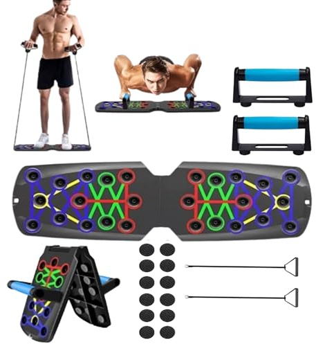14-in-1 Push Up Board Foldable Fitness Training System, Multi-Function Home Gym Equipment for Chest, Arms, Shoulders, Back & Triceps, Portable Strength Training Board for Men & Women