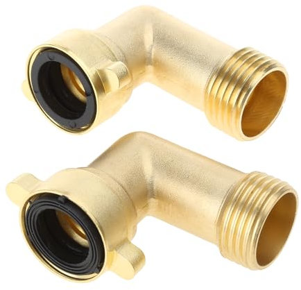 Garden Hose Connector 90 Degree Elbow Solid Brass Adapter Water Pipe Bend Joint with Extra 4 Pressure Washers