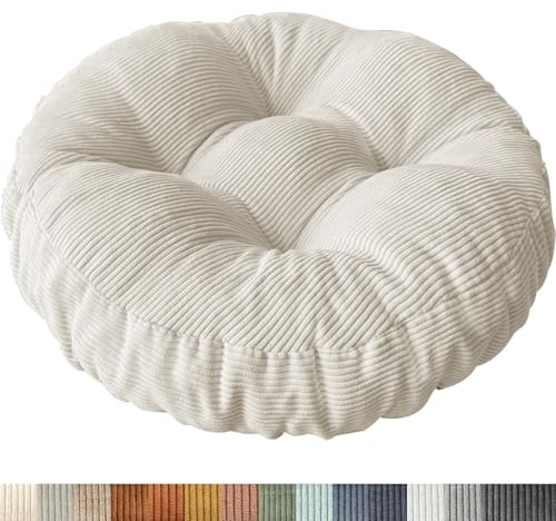 PHUSTJKL Sitzkissen Rund, 30x30 cm rutschfest Waschbare Sitzpolster Bequemes Stuhlkissen 8 cm Dick Waschbare Cordstoff Stuhlauflage, für Indoor Küchen Garden Holzstühle
