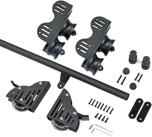 Wujgbnhg Library Ladder Sliding Rail Track Hardware Kit,Round Tube Rolling Ladder,Mobile,Black Metal Steel Round Tube Track/Rail,Heavy Duty Steel Ladder Kit 4m(13ft) Track kit