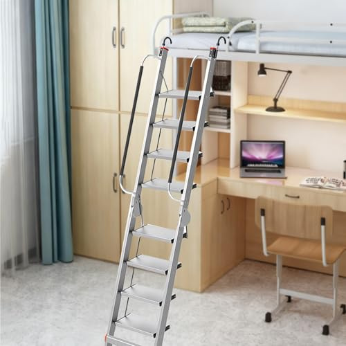 Dachbodentreppe Aluminium-Klappleiterstufen für Hochbett, Dachbodentreppen Treppen für Etagenbetten im Studentenwohnheim, Hochbelastbare Dach Brunnenaufstiegstreppen(11 Steps 2.7-3.0m (106.3-118.1))