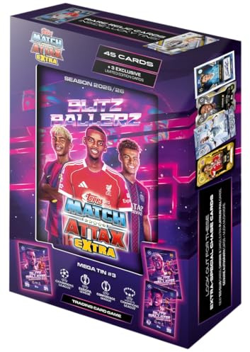 Topps UCC Match Attax Extra 2026 - Mega Tin - Blitzballers - enthält 48 Karten, darunter 3 Blitzballers-LE-Karten.