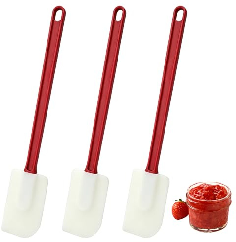 3 Piezas Espátulas de Silicona, Espátula de Silicona, Lengua Cocina | 25,5 x 5cm, Mango de Plástico, Resistente a Altas Temperaturas, Espátula para Untar Mermelada, Mantequilla y Trabajar La Masa