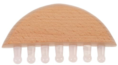 JECOMPRIS Peigne de Massage Naturel en Jade Rose pour Cuir Chevelu et Cheveux Épais, Petit Peigne Portable en Bois pour Usage à Domicile Voyage, Masseur Manuel