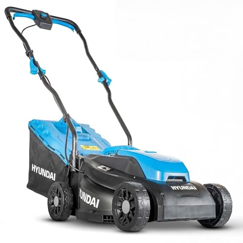 Hyundai 20V Cordless Lawn Mower 33cm, Brushless Lawnmower with 4Ah Battery & Charger, 32L Grass Box, 5 Cutting Heights, Up to 40 Min Runtime, 3 Year Warranty