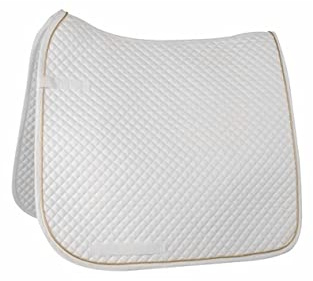 HKM Dressage Saddle cloth with piping White/Gold Pony