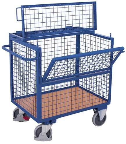 Drahtkastenwagen mit Deckel fest verschweißt RAL5010 Enzianblau Gitterwagen