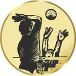 S.B.J - Sportland Pokal/Medaille Emblem, Motiv Volleyball/Herren, Durchmesser 50 mm, Gold