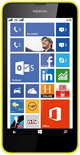 Nokia Lumia 630 Dual-SIM Smartphone (4.5 pouces ) Écran tactile, Appareil photo 5 mégapixels, Snapdragon 400, 1,2GHz Quad-Core, Windows Phone 8.1) Jaune