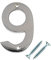 Merriway BH03008 Polished Chrome Screw-On House Flat Gate Post Numeral 50 mm (2 Inch) Number 9