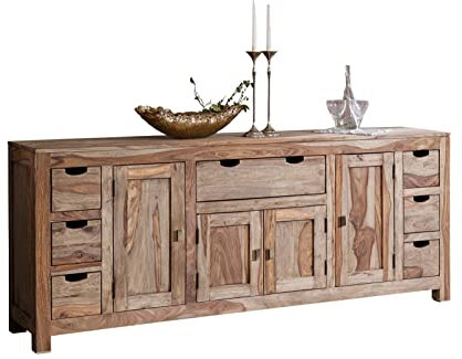 MASSIVMOEBEL24.DE Nature Grey Sideboard #080 Sheesham, Farbe:grau geölt, Größe:210x42x85 cm (BxTxH)