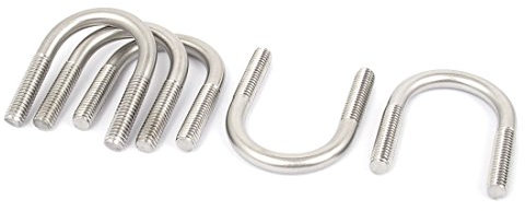 sourcing map 5Stk M6 304 Edelstahl U Form Bügelschraube Verschluss für 22mm Rohrdurchmesser