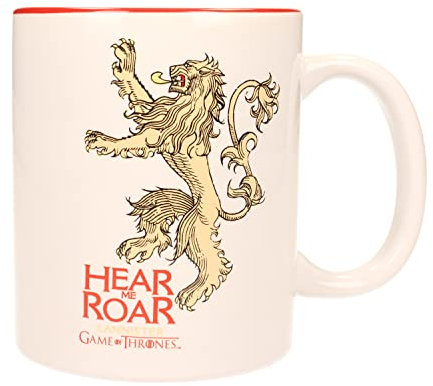 SD toys Taza Diseño Lannister Game of Thrones, cerámica, Blanco-Rojo, 9x12x11 cm