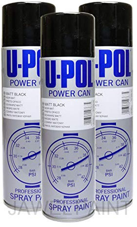 UPol Car Paint Power Can Matt Black 3 x Aerosols Spray Cans