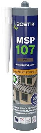 Bostik Mastic Colle de Fixation et d'Étanchéité MSP 107 – Collages Souples et Joints – Intérieur/Extérieur – Multi-Matériaux – Technologie MS Polymères – Sans Solvant ni Isocyanates – Marron – 290 ml