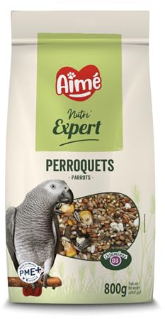 AIME Nourriture pour Perroquet, Nutri'Balance Expert, Menu expert pour Perroquets, Sac de 800 G