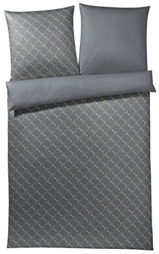 Joop, Mako-Satin-Bettwäsche, Kornblumen-Muster mit nuancierten Farben 240x220 + 2x 80x80 grau