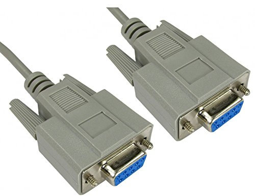 rhinocables - Serial Null Modem Cable | Female to Female RS232 for Firmware Updates | 9 Pin Serial Connections | Durable Design | ideal for flashing | 10m Extended Reach, Grey, 10m
