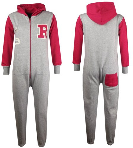 A2Z 4 Kids Girls Boys Varsity Baseball Hooded Onesie Fleece All In One Jumpsuit Age 5-13 Years