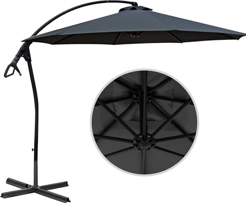 habeig WASSERDICHT Ampelschirm 3m Anthrazit durch PVC Schirm 300cm Sonnenschirm Marktschirm