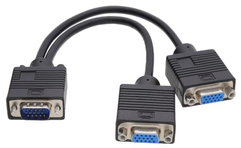 kenable SVGA Monitor Splitter 2 way 1 x 15pin Plug to 2 x 15pin Sockets Black