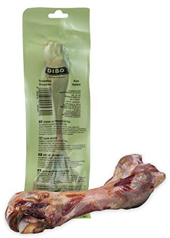 DIBO Schinkenknochen, ca. 23cm Langer Knochen - der kleine Naturkau-Snack oder Leckerli für Zwischendurch, Hundefutter, Qualitätskauartikel ohne Chemie von DIBO