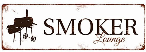 INTERLUXE METALLSCHILD Shabby Vintage Blechschild SMOKER LOUNGE Geschenk Dekoration