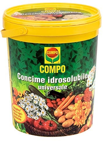 Compo - Abono hidrosoluble Universal, Alto título de Elementos nutritivos y microelementos, Ideal para Todas Las Plantas del huerto, balcón y jardín 1,2 kg, 13,2 x 13,2 x 17 cm
