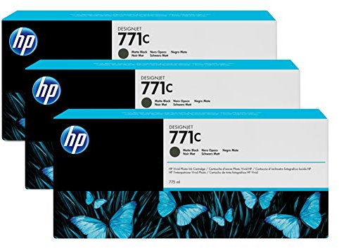 HP 771C 3er-Pack Mattschwarz Designjet Tintenpatronen, 775 ml