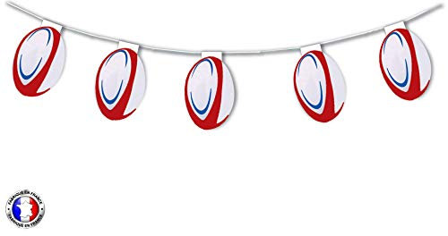 1 Guirlande de 10 ballons de Rugby en papier ignifugé de 5 mètres - Made in France - Christian Fabrications