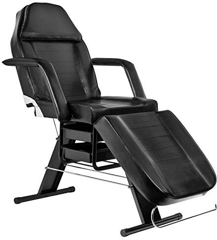 Activeshop Kosmetikliege Massageliege Massagetisch Massagestuhl 202 Schwarz bis 180 kg belastbar Premium-PU-Leder mit Aufbewahrungsladen 180 x 63 x 74 cm (L x W x H)
