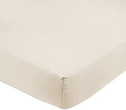 Amazon Basics Lenzuolo Coprimaterasso, 100% Poliestere, 85 g/mq, 150 x 200 x 30 cm, Beige