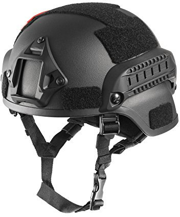 OneTigris - Casco de combate avanzado (ACH) estilo MICH 2000 con soporte para gafas de visión nocturna (NVG) y riel lateral para airsoft/paintball, TG-ZSK05, negro