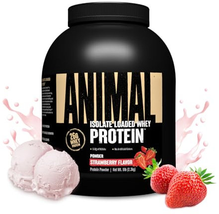 ANIMAL Isolate Whey Protein Pulver (Erdbeere) – mit 25g Protein & 4,6g BCAAs für den Muskelaufbau, Protein Shake mit Isolaten & verschiedenen Aminosäuren – 2,3kg
