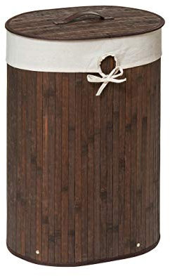 Premier Housewares Kankyo Bamboo Oval Laundry Hamper, Dark Brown, 30 x 40 x 57 cm