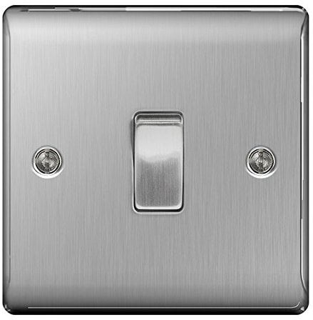 Pack of 5 - BG-Nexus-Metal 10A Single Intermediate Light Switch,Brushed Steel Finish