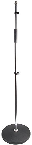 Round Base Adjustable Microphone Stand, Chrome