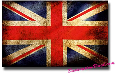 2 x Glossy Vinyl Stickers - Union Jack Flag Distressed England #0006 (As Shown.)